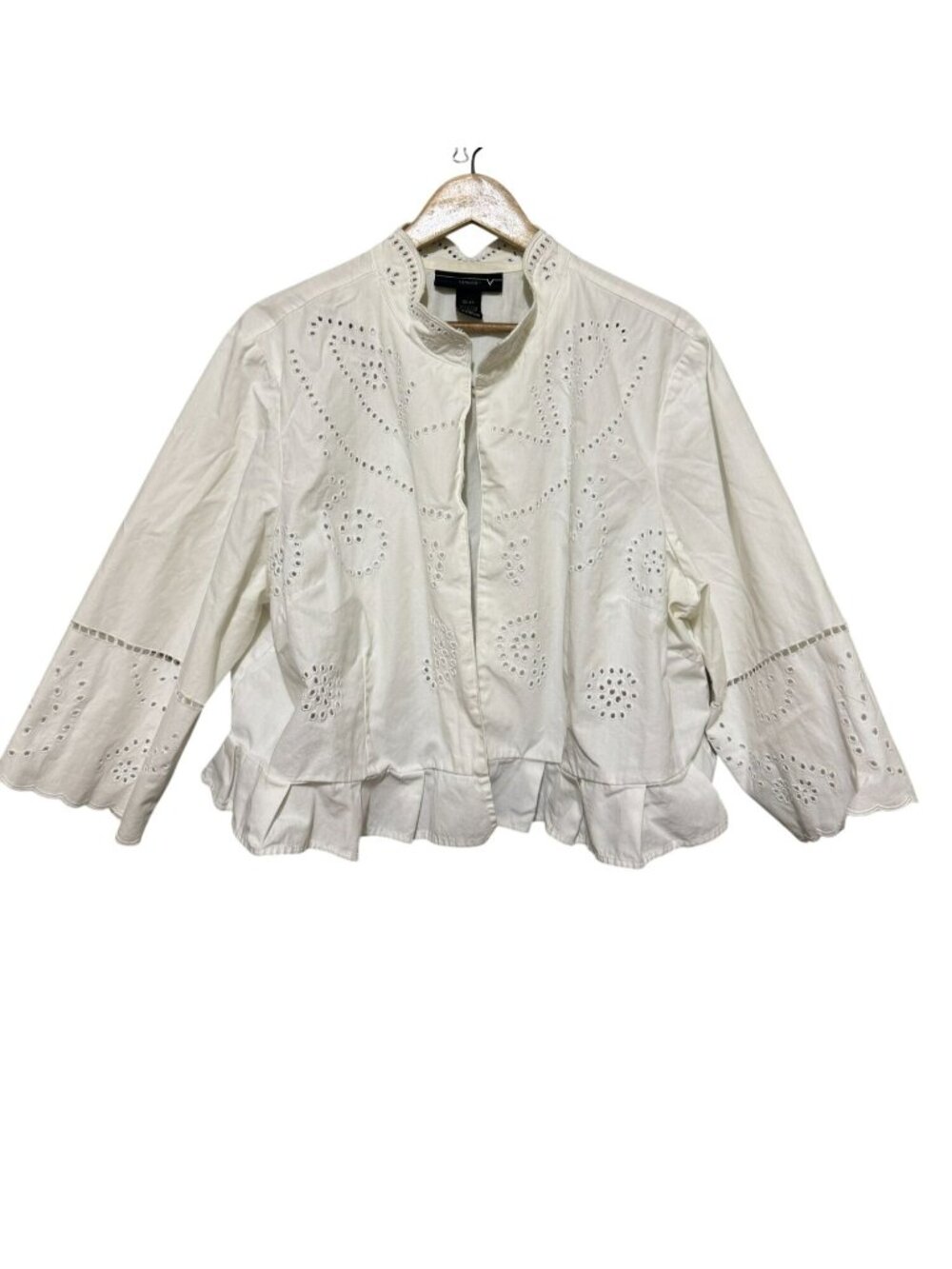 Venezia Cottagecore White Eyelet Cotton Peplum Jacket Plus Size 22/24